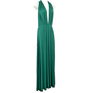Tart Emerald Green Halter Maxi Dress Backless Plunging Grecian Modal M